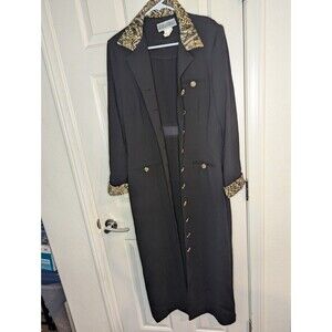 Vintage Jessica Howard Maxi Dress Black Suede Cheetah Print Size 14